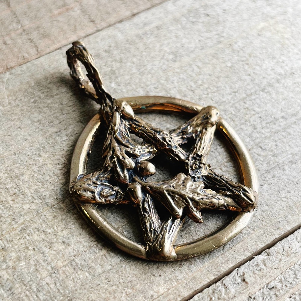 Bronze Oak & Acorn Pentacle Pendant